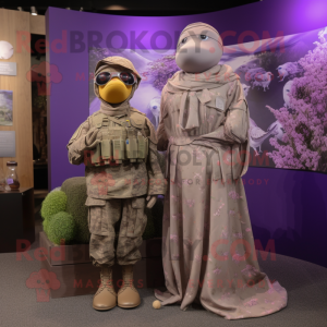 Lavender Special Air Service mascot costume character dressed with a Wrap Dress and Wraps