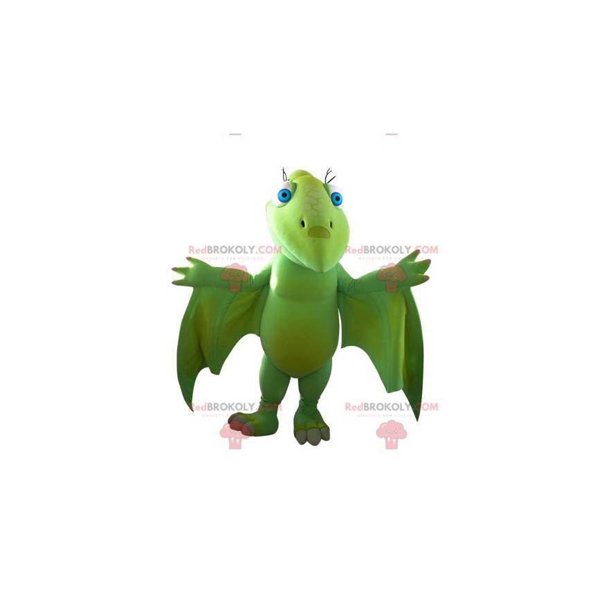 Imponerende grøn flyvende dinosaur maskot - Redbrokoly.com