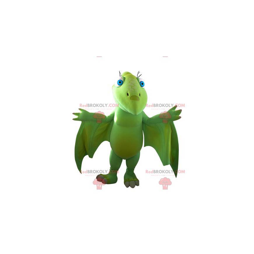 Imponerende grønn flygende dinosaur maskot - Redbrokoly.com