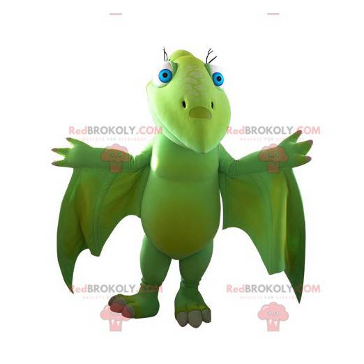 Imponerende grøn flyvende dinosaur maskot - Redbrokoly.com