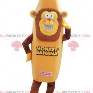 Mascote do macaco disfarçado de banana. Mascote banana -