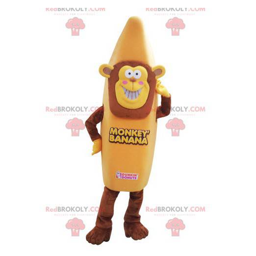Mascotte de singe déguisé en banane. Mascotte de banane -