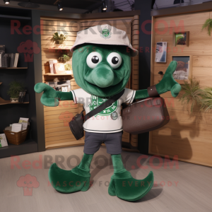 Forest Green Kraken mascot costume character dressed with a Polo Shirt and Wallets