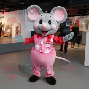 Pink Mouse mascot costume character dressed with a Trousers and Cummerbunds