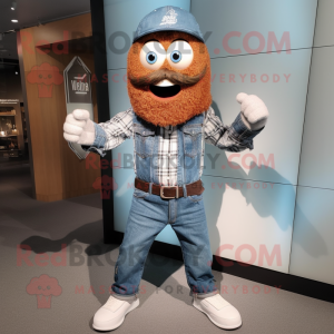 Rust Wrist Watch mascot costume character dressed with a Chambray Shirt and Scarves