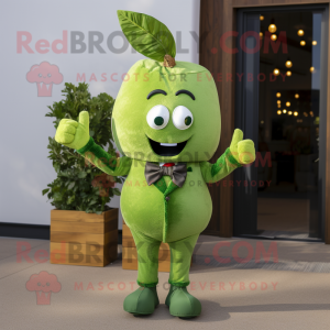 Olive Beet mascot costume character dressed with a Suit Jacket and Ties