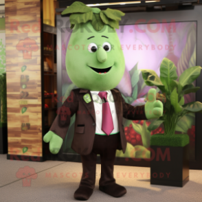 Olive Beet mascot costume character dressed with a Suit Jacket and Ties