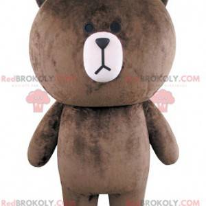 Mascota de oso de peluche marrón y regordete grande -