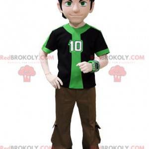 Mascotte d'adolescent habillé en vert et marron - Redbrokoly.com