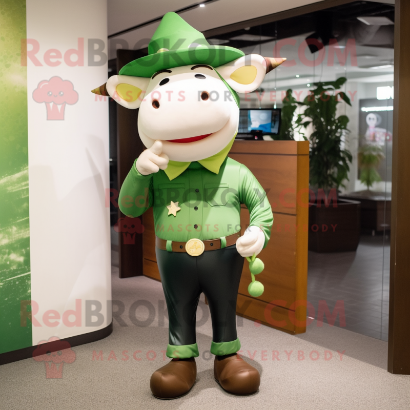 Green Cow mascot costume character dressed with a Jeggings and Hats Green Cow mascot costume character dressed with a Jeggings and Hats