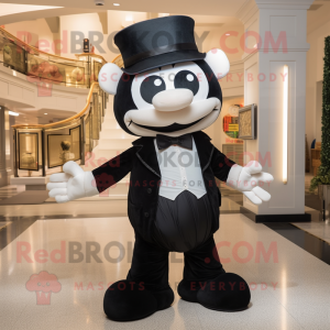 Black Hourglass mascot costume character dressed with a Overalls and Bow ties