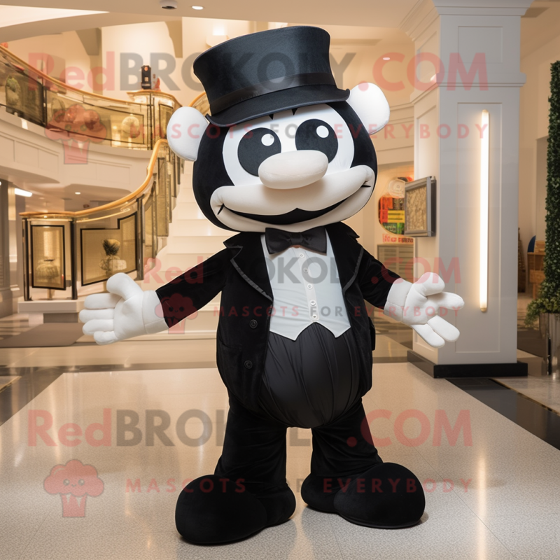 Black Hourglass mascot costume character dressed with a Overalls and Bow ties Black Hourglass mascot costume character dressed with a Overalls and Bow ties