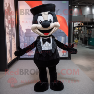 Black Hourglass mascot costume character dressed with a Overalls and Bow ties