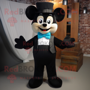 Black Hourglass mascot costume character dressed with a Overalls and Bow ties