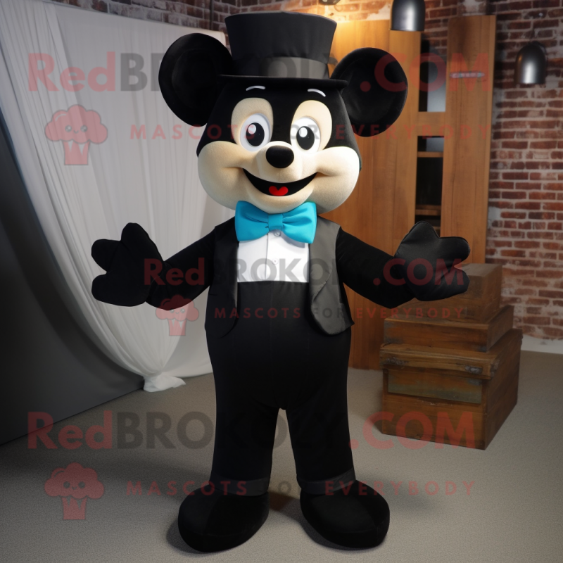 Black Hourglass mascot costume character dressed with a Overalls and Bow ties Black Hourglass mascot costume character dressed with a Overalls and Bow ties