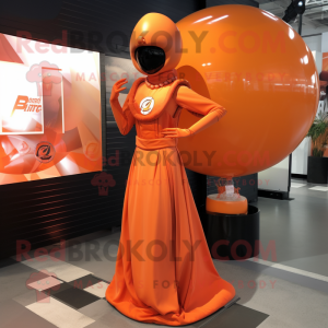 Orange Gi Joe mascot costume character dressed with a Ball Gown and Necklaces