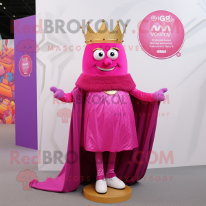 Magenta King mascot costume character dressed with a Mini Skirt and Shawl pins
