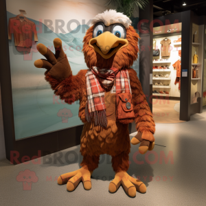Rust Eagle mascot costume character dressed with a Bermuda Shorts and Mittens