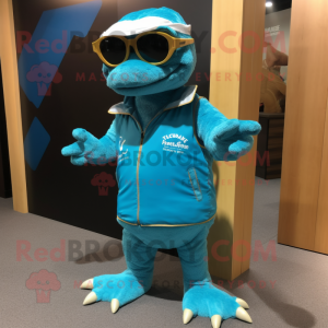 Cyan Komodo Dragon mascotte...