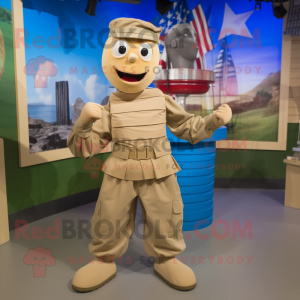Tan American Soldier maskot...