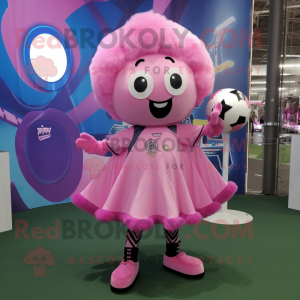 Rosa fotboll maskot kostym...