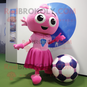 Rosa fotboll maskot kostym...