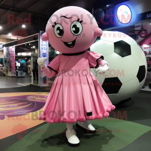 Rosa fotboll maskot kostym...