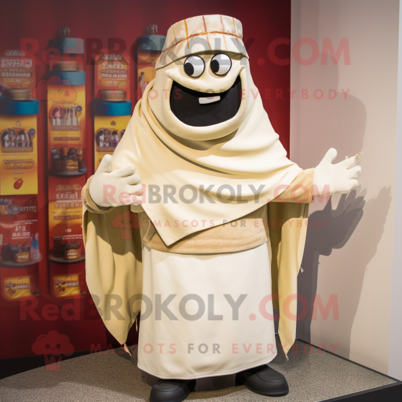 Cream Fajitas mascot costume character dressed with a Cover-up and Scarves Cream Fajitas mascot costume character dressed with a Cover-up and Scarves