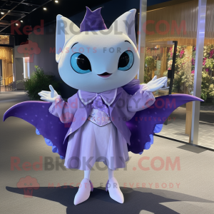 Lavender Manta Ray mascot costume character dressed with a Playsuit and Bow ties