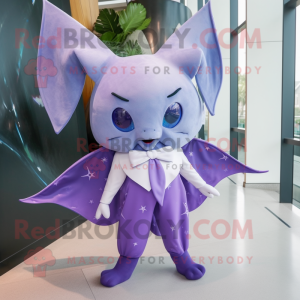 Lavender Manta Ray mascot costume character dressed with a Playsuit and Bow ties