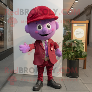 Lavender Raspberry mascot costume character dressed with a Shorts and Hats