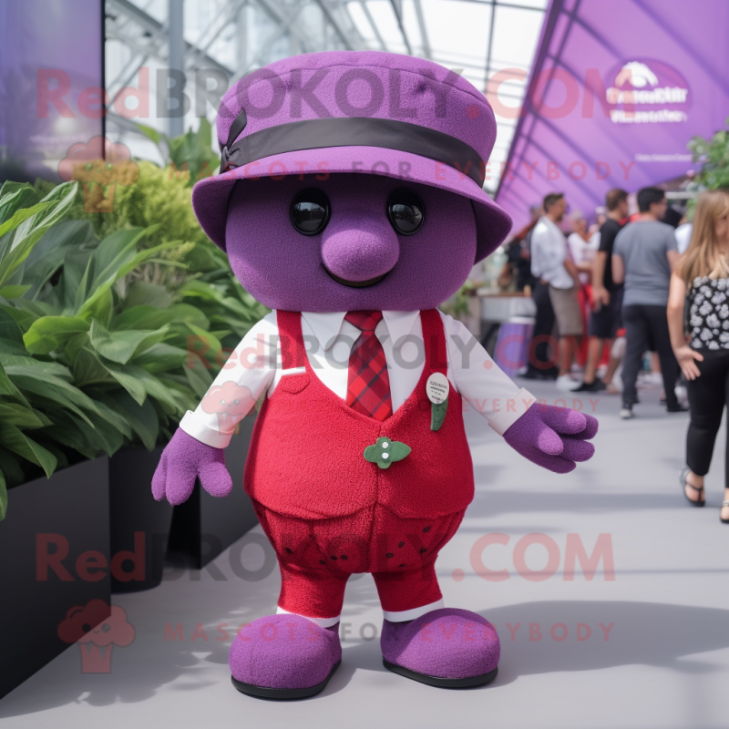 Lavender Raspberry mascot costume character dressed with a Shorts and Hats