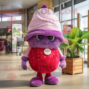 Lavender Raspberry mascot costume character dressed with a Shorts and Hats