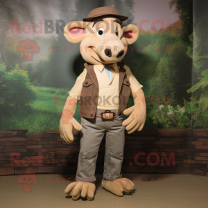 Tan Wild Boar mascot costume character dressed with a Bootcut Jeans and Anklets