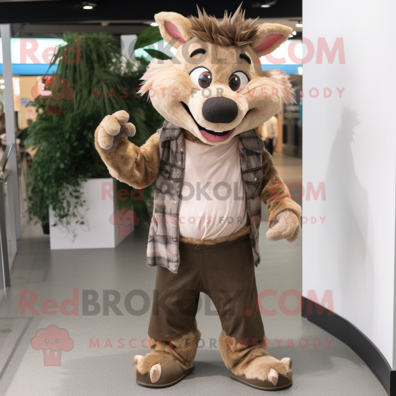 Tan Wild Boar mascot costume character dressed with a Bootcut Jeans and Anklets Tan Wild Boar mascot costume character dressed with a Bootcut Jeans and Anklets