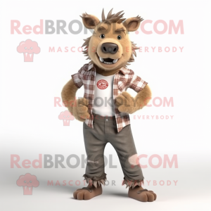 Tan Wild Boar maskot kostym...