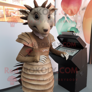 nan Armadillo mascot costume character dressed with a Pencil Skirt and Watches