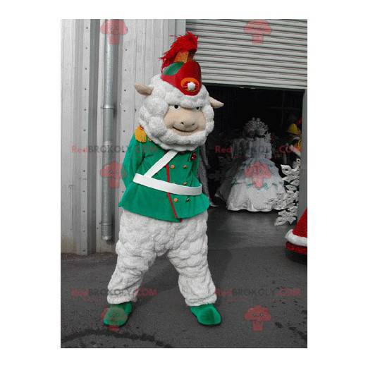White sheep mascot dressed as a soldier as a corporal -