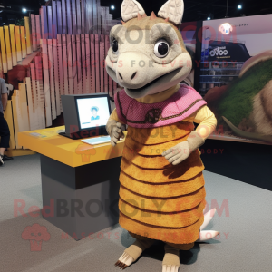 nan Armadillo mascot costume character dressed with a Pencil Skirt and Watches