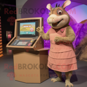 nan Armadillo mascot costume character dressed with a Pencil Skirt and Watches