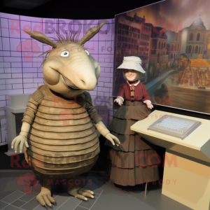 nan Armadillo mascot costume character dressed with a Pencil Skirt and Watches