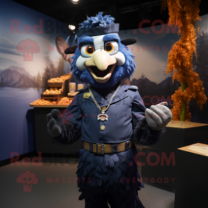 Navy Harpy mascot costume character dressed with a Overalls and Bracelets