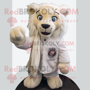 White Lion mascot costume character dressed with a Playsuit and Scarves