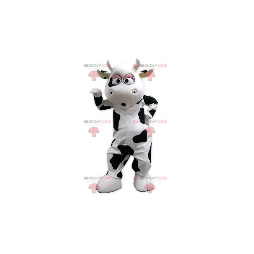 Mascotte della mucca gigante in bianco e nero - Redbrokoly.com