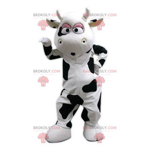 Mascotte della mucca gigante in bianco e nero - Redbrokoly.com