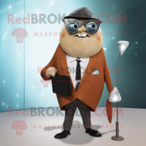 Rust Stingray mascot costume character dressed with a Suit Pants and Eyeglasses