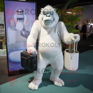 Hvit Gorilla maskot drakt...