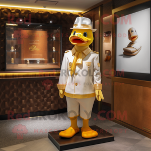 Gold Duck maskot kostume...