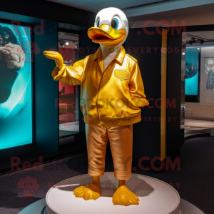 Gold Duck maskot kostume...
