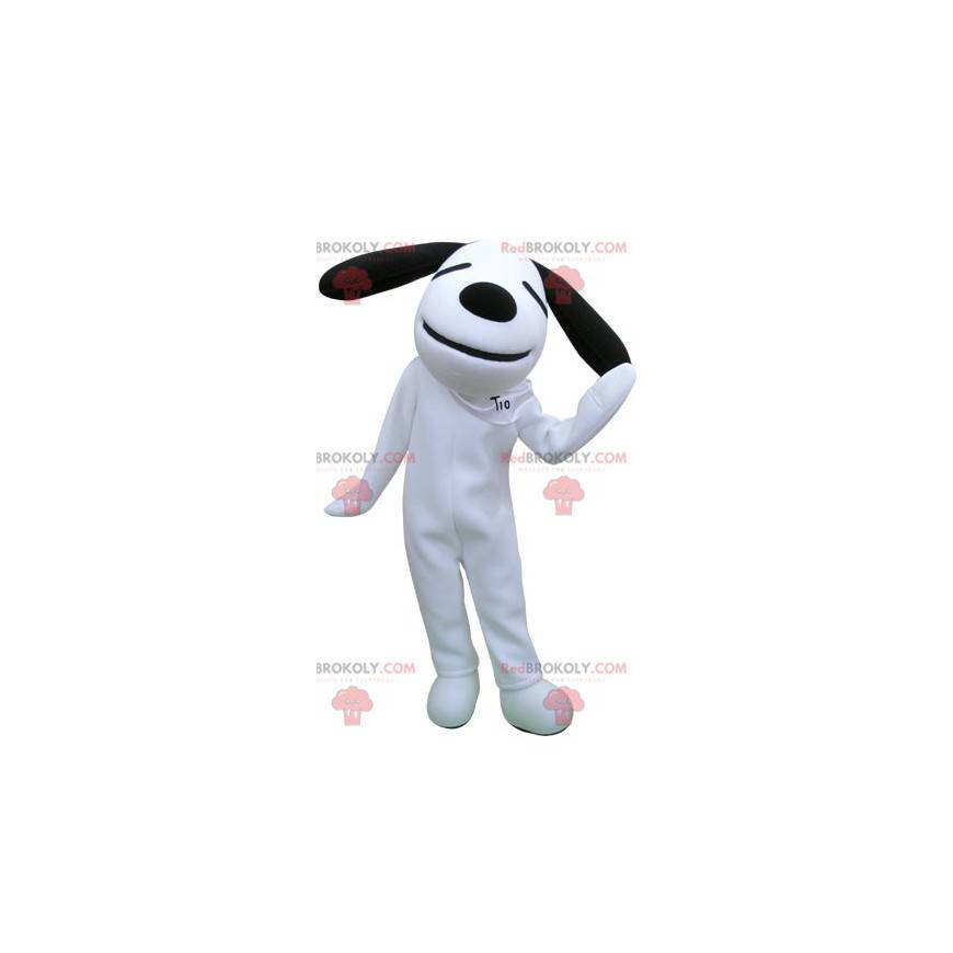 Mascote de cachorro branco e preto. Mascote Snoopy -